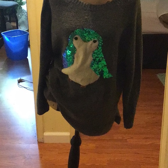 LC Lauren Conrad Sweaters - Gray round neck sweater. With sequin design on front